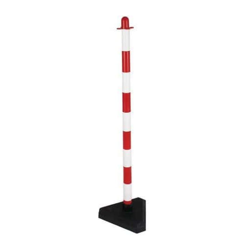 Plastový zahrazovací sloupek Dong, výška 90 cm, bílý/červený (MB-892134)