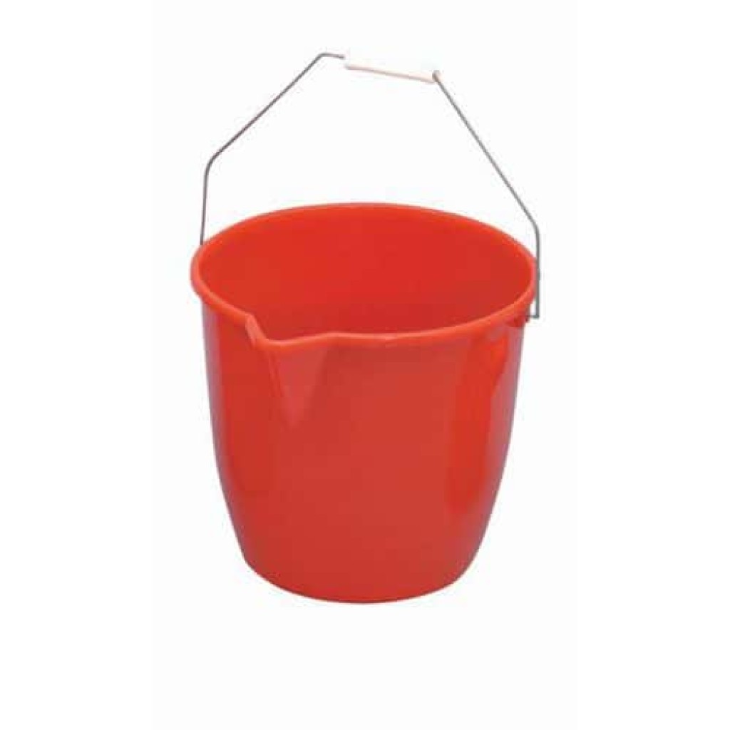 Plastový kbelík Manutan s výlevkou, 12 l, červený (MB-1500040)