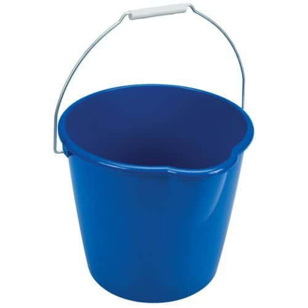 Plastový kbelík Manutan s výlevkou, 12 l, modrý (MB-1500044)