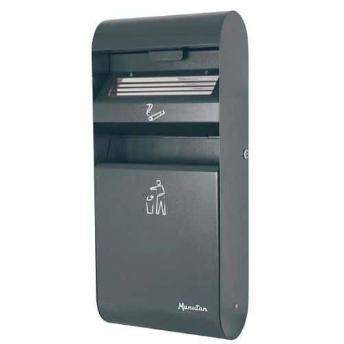 Kovový venkovní závěsný koš Manutan s popelníkem, objem 14 l (MB-1501703)
