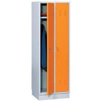 (obrázek pro) Svařovaná šatní skříň Daniel, 2 oddíly, cylindrický zámek, šedá/oranžová