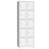 (obrázek pro) Svařovaná šatní skříň Philip, 10 boxů, cylindrický zámek, šedá/šedá