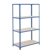 (obrázek pro) Kovový regál Rapid 2, 160 x 91,5 x 30,5 cm, 340 kg/police, 4 dřevotřískové police, modrý