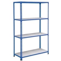 (obrázek pro) Kovový regál Rapid 2, 160 x 152,5 x 30,5 cm, 110 kg/police, 4 ocelové panely, modrý
