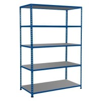 (obrázek pro) Kovový regál Rapid 2, 198 x 122 x 36,5 cm, 100 kg/police, 5 ocelových panelů, modrý