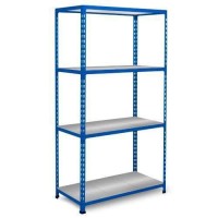 (obrázek pro) Kovový regál Rapid 2, 160 x 122 x 45,5 cm, 115 kg/police, 4 ocelové police, modrý