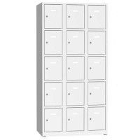 (obrázek pro) Svařovaná šatní skříň Philip, 15 boxů, cylindrický zámek, šedá/šedá