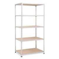 (obrázek pro) Kovový regál Rapid 2, 198 x 91,5 x 45,5 cm, 340 kg/police, 5 dřevotřískových polic, pozink