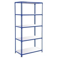 (obrázek pro) Kovový regál Rapid 2, 198 x 91,5 x 36,5 cm, 340 kg/police, 5 laminovaných polic, modrý