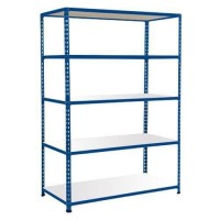 (obrázek pro) Kovový regál Rapid 2, 198 x 152,5 x 36,5 cm, 120 kg/police, 5 laminovaných polic, modrý