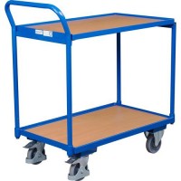 (obrázek pro) Policový vozík s madlem, do 250 kg, 2 police, 101 x 97,5 x 52,5 cm, modrý