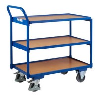 (obrázek pro) Policový vozík s madlem, do 250 kg, 3 police, 101 x 97,5 x 52,5 cm, modrý
