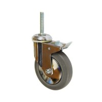 (obrázek pro) Gumové přístrojové kolo s čepem, průměr 125 mm, otočné s brzdou, kluzné ložisko
