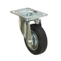 (obrázek pro) Gumové transportní kolo s přírubou, průměr 100 mm, otočné, valivé ložisko