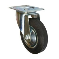 (obrázek pro) Gumové transportní kolo s přírubou, průměr 160 mm, otočné, valivé ložisko