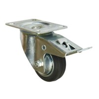 (obrázek pro) Gumové transportní kolo s přírubou, průměr 160 mm, otočné s brzdou, valivé ložisko