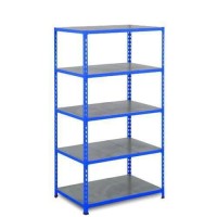 (obrázek pro) Kovový regál Rapid 2, 198 x 91,5 x 36,5 cm, 135 kg/police, 5 ocelových panelů, modrý