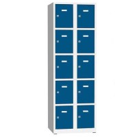 (obrázek pro) Svařovaná šatní skříň Philip, 10 boxů, cylindrický zámek, šedá/modrá