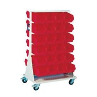 (obrázek pro) Mobilní oboustranný regál s boxy Unibox (48 ks)
