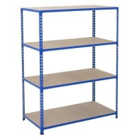 (obrázek pro) Kovový regál Rapid 2, 160 x 152,5 x 45,5 cm, 120 kg/police, 4 dřevotřískové police, modrý
