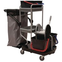 (obrázek pro) Úklidový vozík Manutan Expert s pákovým ždímačem, 2 x 15 l + 2 x 6 l