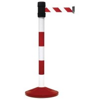 (obrázek pro) Zahrazovací sloupky s pásem Manutan Expert Single, 4 m, červený/bílý