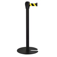 (obrázek pro) Zahrazovací sloupek s pásem Manutan Expert Black One, stohovatelná základna, 5 m, černý/žlutý