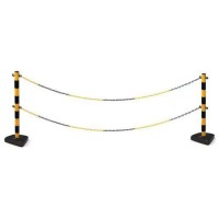 (obrázek pro) Plastové zahrazovací sloupky Manutan Expert s řetězem, 90 cm, 2 ks, černé/žluté