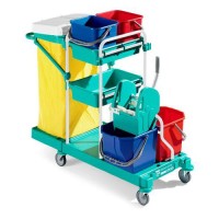 (obrázek pro) Úklidový vozík s pákovým ždímačem TTS, objem 2 x 15 l a 2 x 12 l
