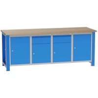 (obrázek pro) Dílenský stůl Work s 4 skříňkami a 2 zásuvkami, 84 x 210 x 68,5 cm