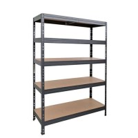 (obrázek pro) Kovový regál Manutan Expert Rapid 3, 180 x 120 x 60 cm, 250 kg/police, 5 dřevovláknitých HDF polic, antracit