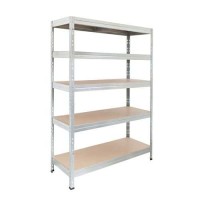 (obrázek pro) Kovový regál Manutan Expert Rapid 3, 180 x 120 x 45 cm, 250 kg/police, 5 dřevovláknitých HDF polic, pozink