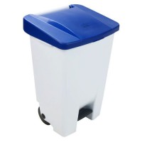 (obrázek pro) Plastový odpadkový koš Manutan Expert Handy, objem 80 l, bílý/modrý