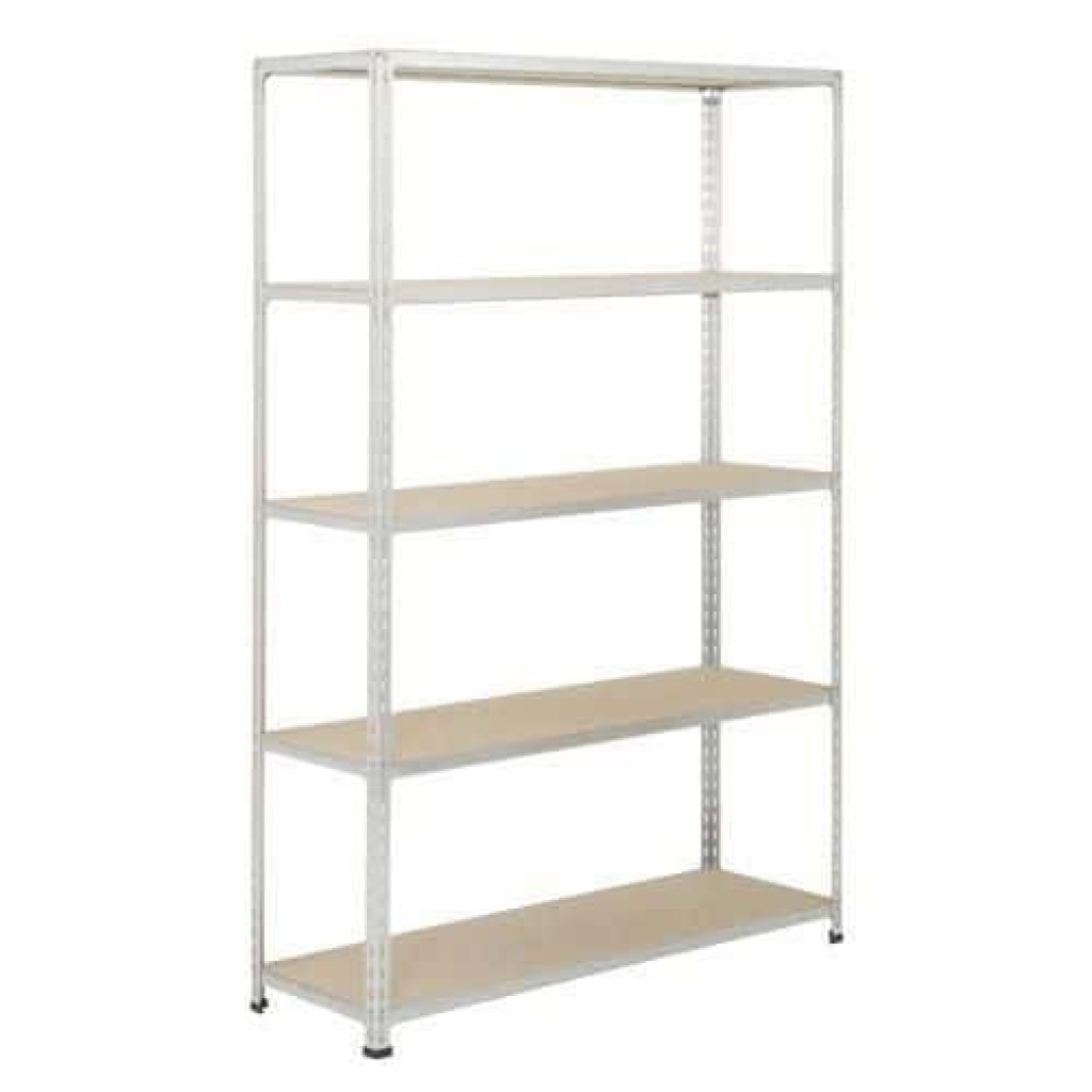 (obrázek pro) Kovový regál Rapid 2, 198 x 122 x 45,5 cm, 200 kg/police, 5 dřevotřískových polic, pozink