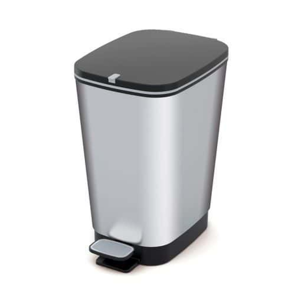 (obrázek pro) Plastový odpadkový koš Chic, objem 35 l, stříbrný