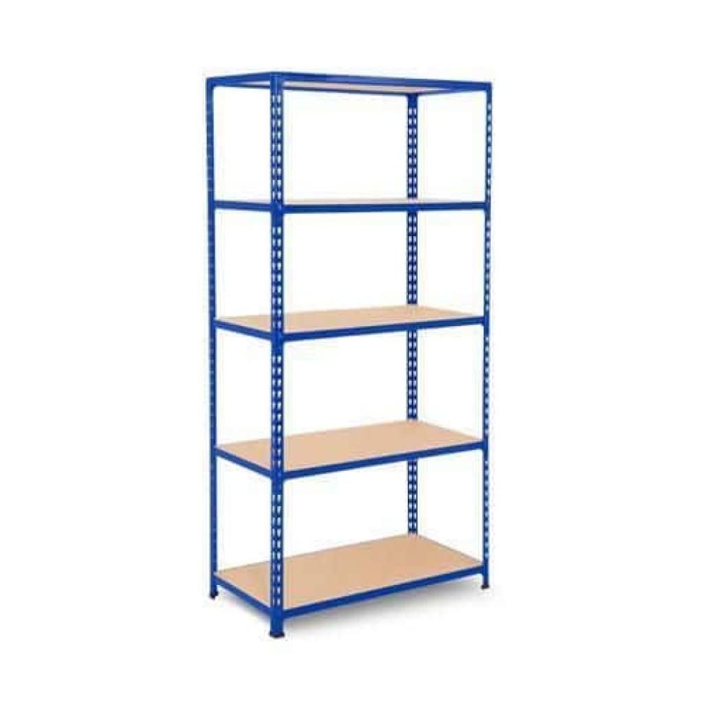 (obrázek pro) Kovový regál Rapid 2, 198 x 91,5 x 30,5 cm, 340 kg/police, 5 dřevotřískových polic, modrý