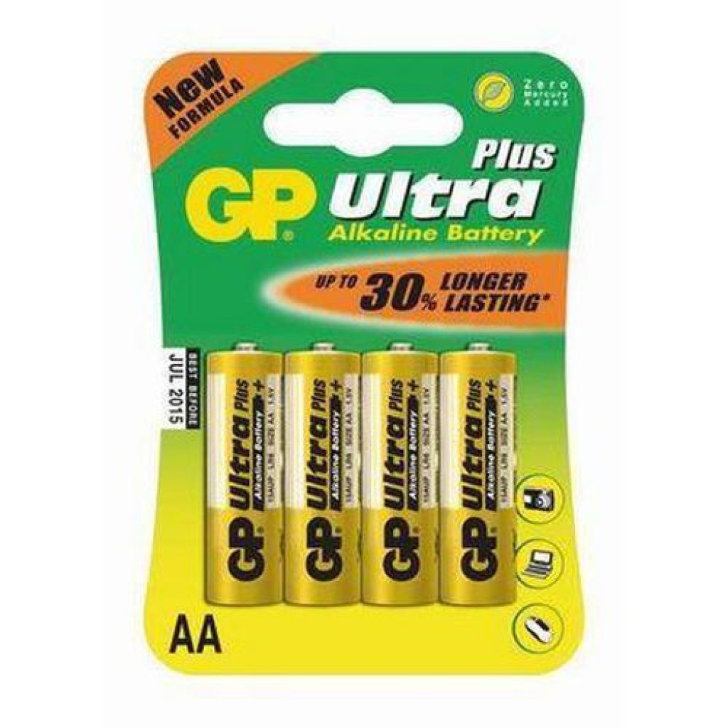 Fotografie GP alkalická baterie ULTRA PLUS AA (LR6), 4ks Gp batteries ULTRA AA B1721 GP Batteries A126:51084