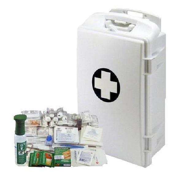 Plastová přenosná nástěnná lékárnička, uzamykatelná, 43 x 28 x 14 cm, s náplní SKLAD (MB-994223)