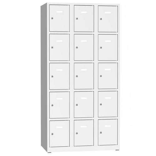 (obrázek pro) Svařovaná šatní skříň Philip, 15 boxů, cylindrický zámek, šedá/šedá