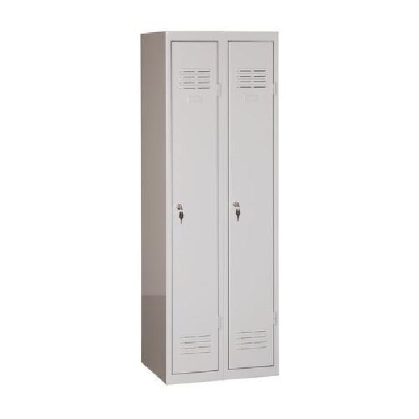 Svařovaná šatní skříň DURO POP, 2 oddíly, šedá/šedá, cylindrický zámek (MB-116512)