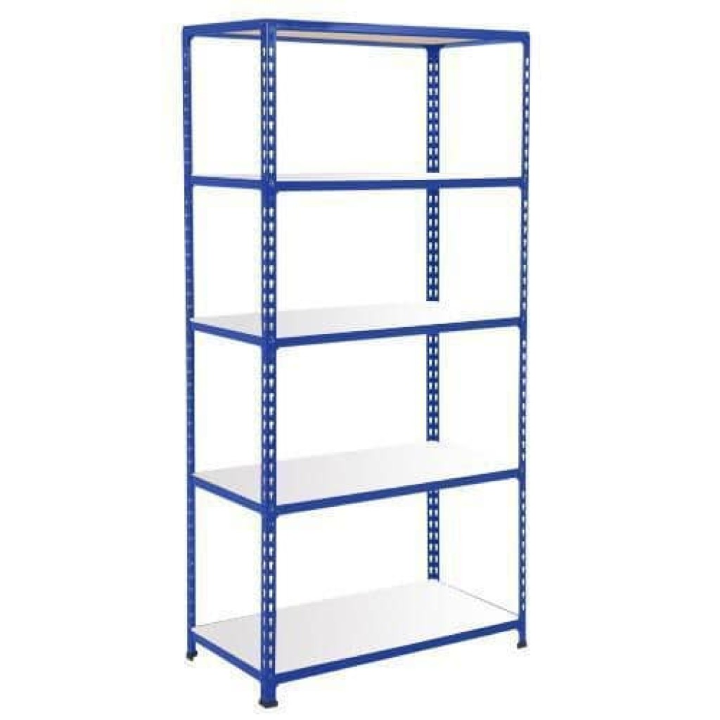 (obrázek pro) Kovový regál Rapid 2, 198 x 91,5 x 36,5 cm, 340 kg/police, 5 laminovaných polic, modrý