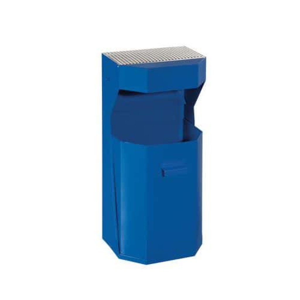 (obrázek pro) Kovový venkovní odpadkový koš Chafer s popelníkem, objem 50 l, modrý