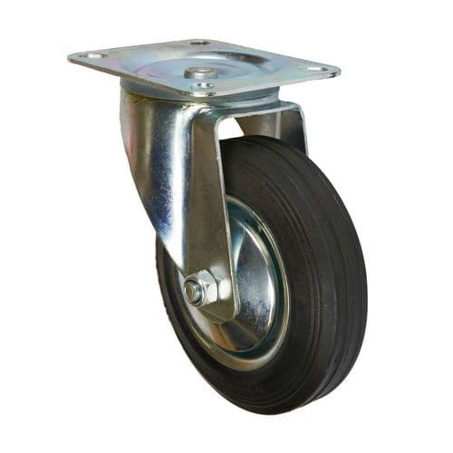 (obrázek pro) Gumové transportní kolo s přírubou, průměr 160 mm, otočné, valivé ložisko