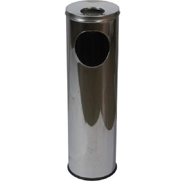 Kovový odpadkový koš Pillar s popelníkem, objem 15 l, lesklý nerez (MB-1139031)