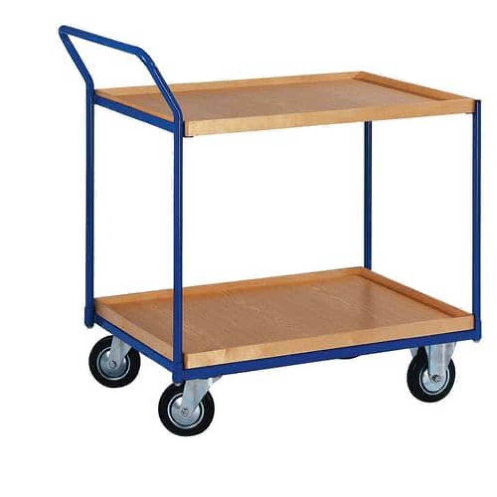 (obrázek pro) Policový vozík s madlem, do 200 kg, 2 police s vyvýšenou hranou