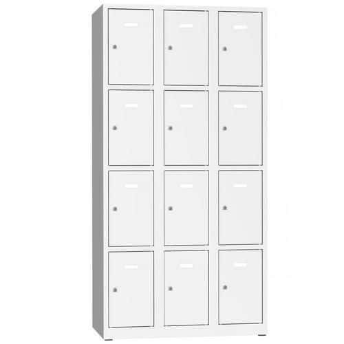 (obrázek pro) Svařovaná šatní skříň Philip, 12 boxů, cylindrický zámek, šedá/šedá