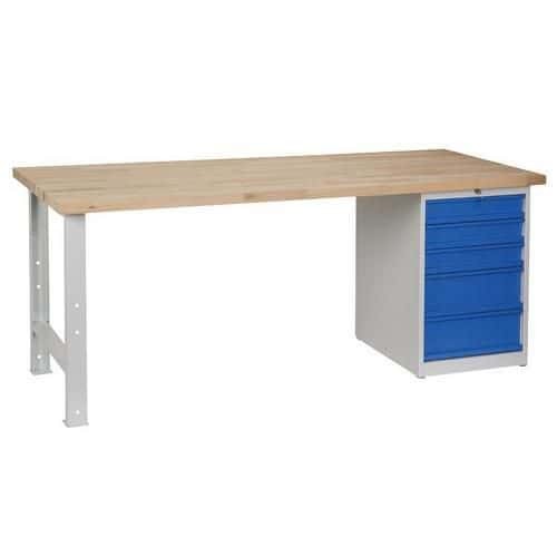 (obrázek pro) Dílenský stůl Weld s 5 zásuvkami, 84 x 200 x 80 cm, ??edý