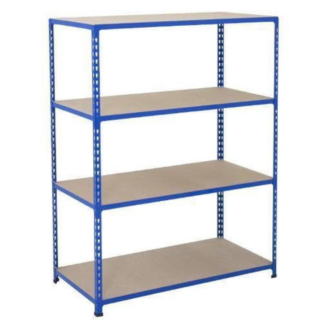 (obrázek pro) Kovový regál Rapid 2, 160 x 152,5 x 45,5 cm, 120 kg/police, 4 dřevotřískové police, modrý