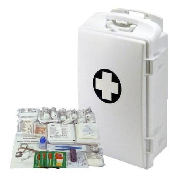 Plastová přenosná nástěnná lékárnička, uzamykatelná, 43 x 28 x 14 cm, s náplní KANCEL (MB-994222)