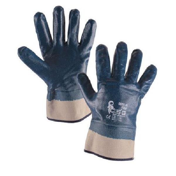 Fotografie Bavlněné rukavice CXS máčené v nitrilu, modré/bílé (MB-875057)